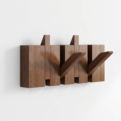 Stylish Wooden Wall Mounted Coat Rack with Foldable Piano Key Hooks for Space-Saving Storage