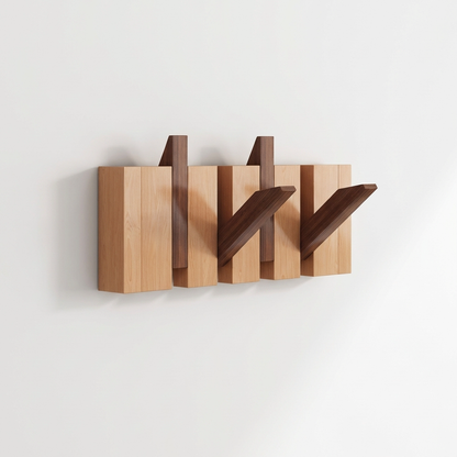 Stylish Wooden Wall Mounted Coat Rack with Foldable Piano Key Hooks for Space-Saving Storage