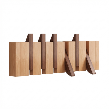 Stylish Wooden Wall Mounted Coat Rack with Foldable Piano Key Hooks for Space-Saving Storage