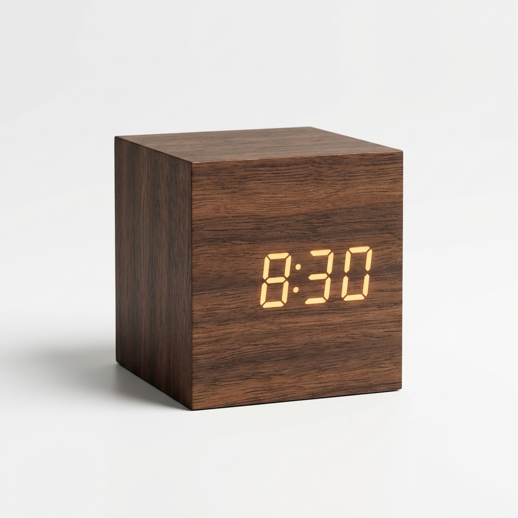 Sleek Cube | Digital Alarm Clock with LED Display & Temperature | Compact Design for Stylish Spaces
