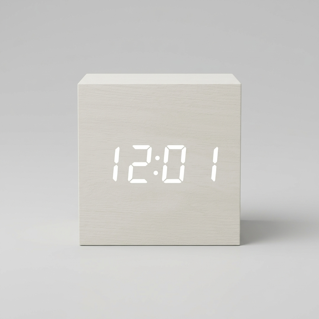 Sleek Cube | Digital Alarm Clock with LED Display & Temperature | Compact Design for Stylish Spaces