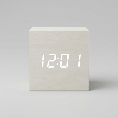 Sleek Cube | Digital Alarm Clock with LED Display & Temperature | Compact Design for Stylish Spaces