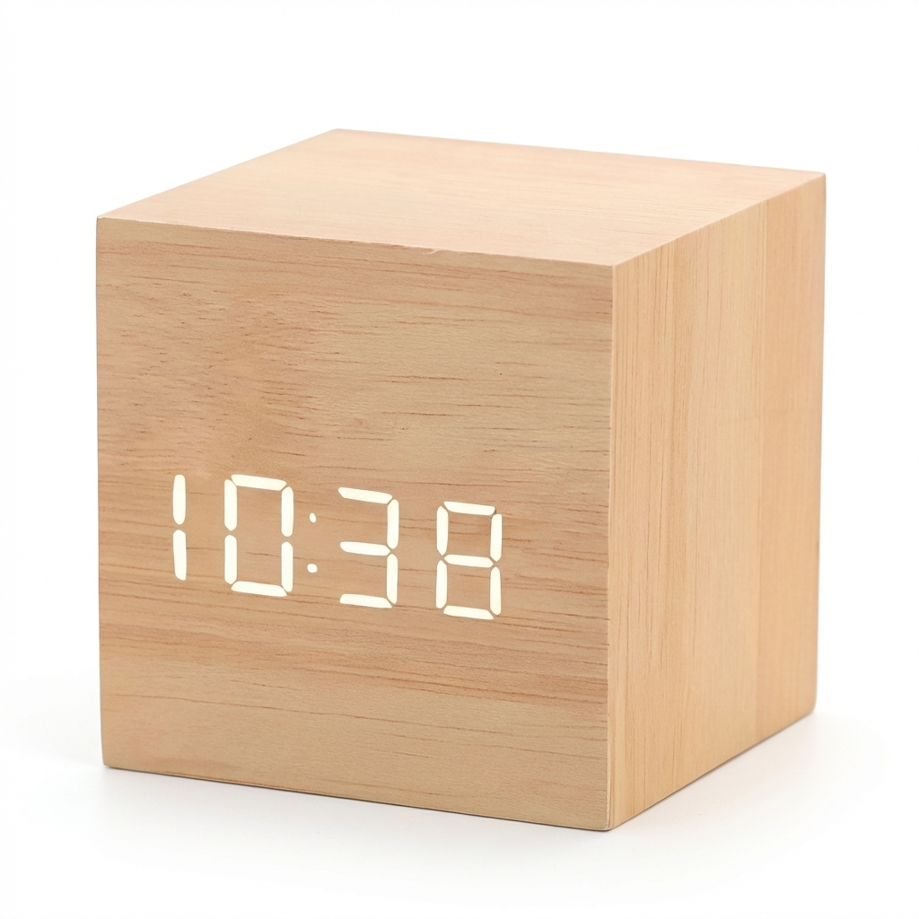 Sleek Cube | Digital Alarm Clock with LED Display & Temperature | Compact Design for Stylish Spaces